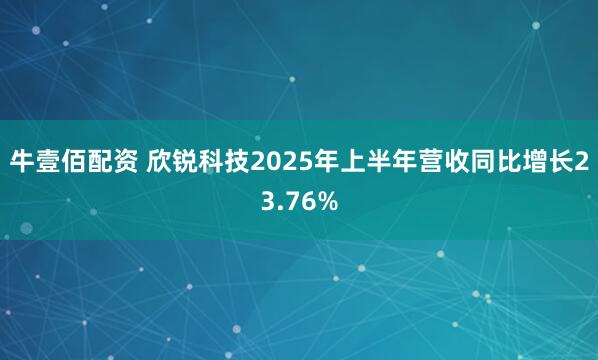 牛壹佰配资 欣锐科技2025年上半年营收同比增长23.76%